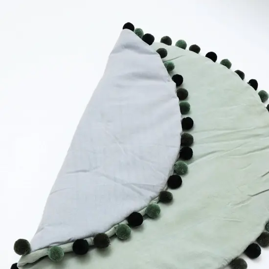 Round Cotton Soft & Fine Velvet Play-mat Green {3}