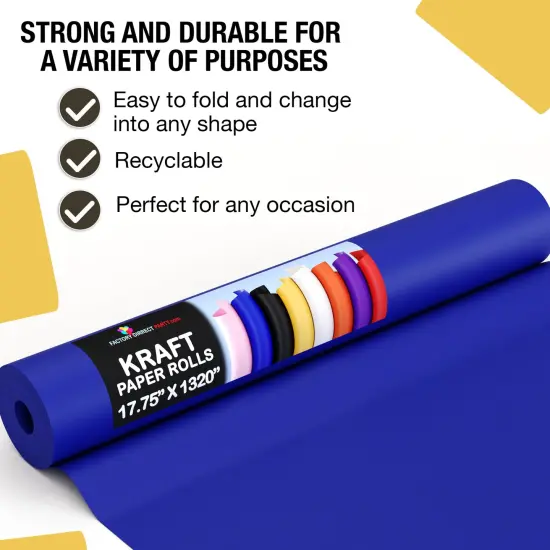 Kraft Paper Roll 17.75" X 1320" (110' Ft) Colored Paper Roll - Packing Paper Roll - Craft Supplies - Kraft Wrapping Paper Perfect as Shipping Paper Craft Paper Roll by Crown Display Blue {5}