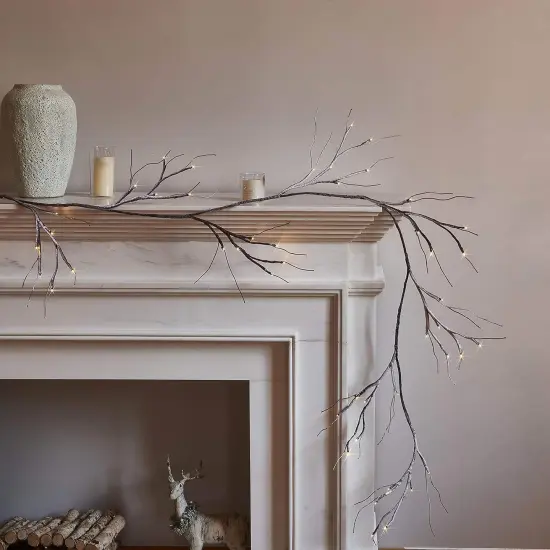 T 48 LED Battery Operated Pre-lit Twig Vine Winter Christmas Lighted Garland {1}