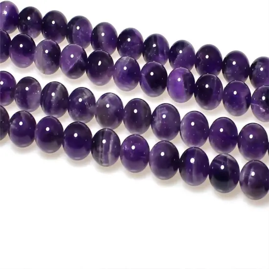 Natural Dreamy Amethyst Beads Round Stone Beads DIY Loose Beads for Jewelry Making Beads 15" (10mm) {6}