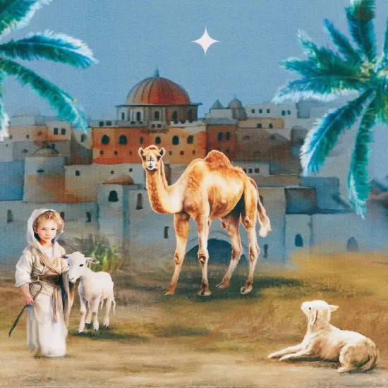 Collections Etc Detailed Holy Night Printed Tablecloth {4}