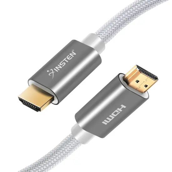 Insten - 3 Feet HDMI Male to Male Cable, 2.1 Version, 8K 60Hz, 48Gbps, Gold Connectors, Nylon Braided, White {3}