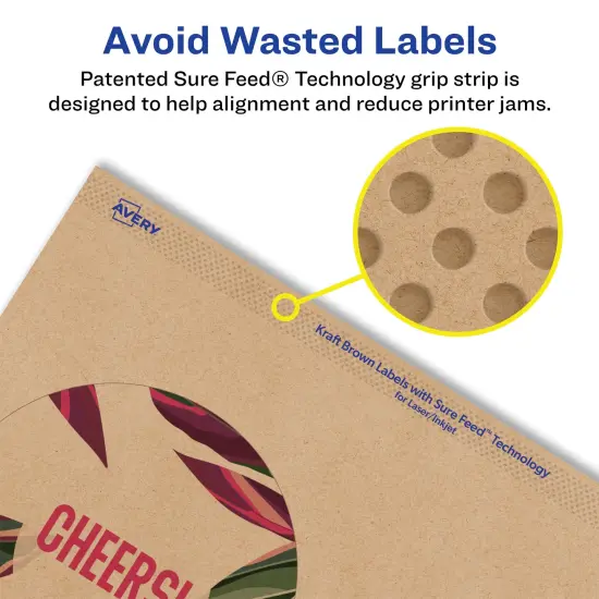 Avery Kraft Brown Round Labels with Sure Feed, 3.5" diameter {4}