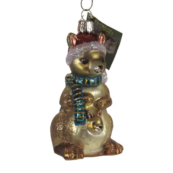 Old World Christmas 4.25 In Christmas Kangaroo Tree Ornament , Mom Joey Australia Gold {1}