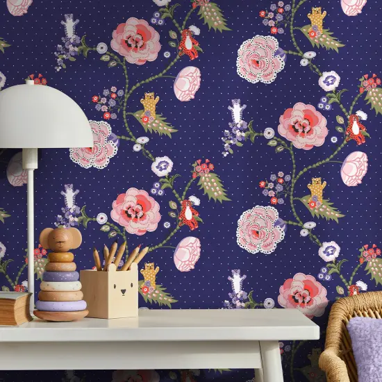 Cath Kidston Catnip Navy Wallpaper {1}
