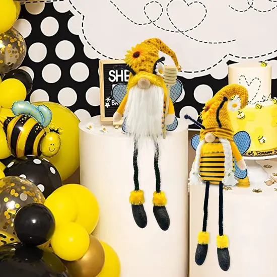Spring Decorations for Home - Honey Bumble Bee Sunflower Plush Gnomes with Dangling Leg - Bee Decorations {3}