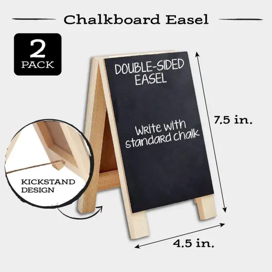 2 Pack Mini Chalkboard Easel Signs for Tabletop Decorations, Restaurant Food Display, Message Boards, Small Business, Wedding, Catering Events, Coffee Shop (4.5x7.5 in) Black {6}