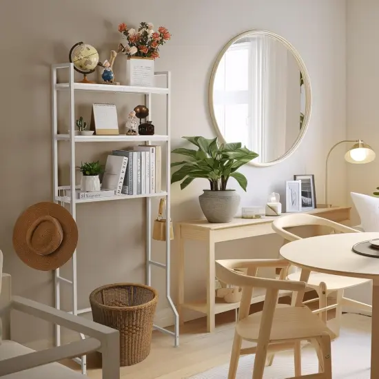 3-Tier Over-The-Toilet Storage Shelf with Toilet Paper Holder | 35.6" Height-Adjusted White Wooden Organizer | Anti-Tip Space Saver for Small Bathrooms & Laundry Rooms {5}