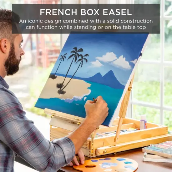 Best Choice Products French Easel, 32pc Beginners Kit Portable Wooden Adjustable Tripodw/ Paint Supplies Natural {3}
