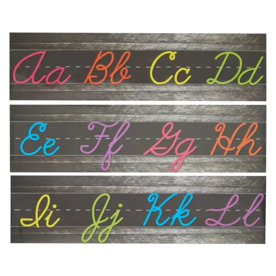 Cursive Alphabet Wall Strip, Numbers Bulletin Board Borders for Classroom (21x6 In, 9 Pack) {4}