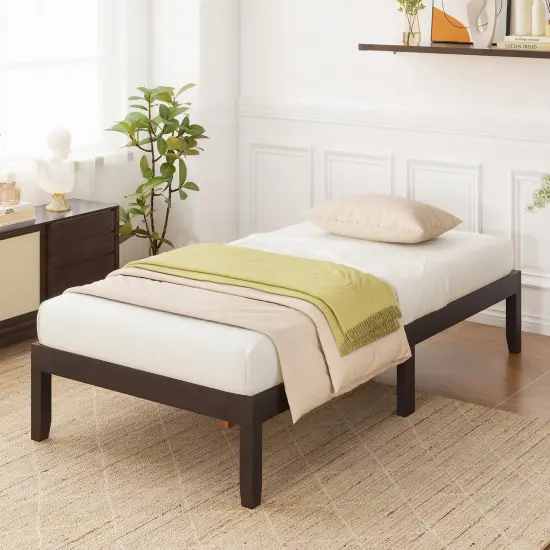 14 Inch Twin Wood Platform Bed Frame with Wooden Slats Support Perfect for Dorms Espresso {2}