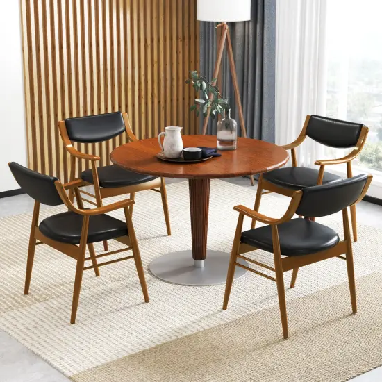 Brown Wooden Dining Chair Set of 2 with Cushioned Seat and Back Support for Comfort Black {3}