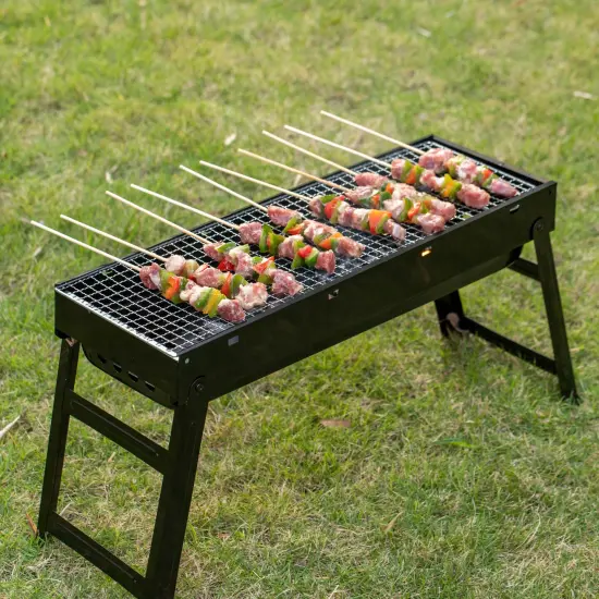Gardenised Portable Charcoal Grill Foldable Stainless Steel BBQ for Camping Backyard Tailgating Hiking Picnic Travel Beach Parties Garden Gatherings Poolside Cooking Skewers & Outdoor Barbecues {5}