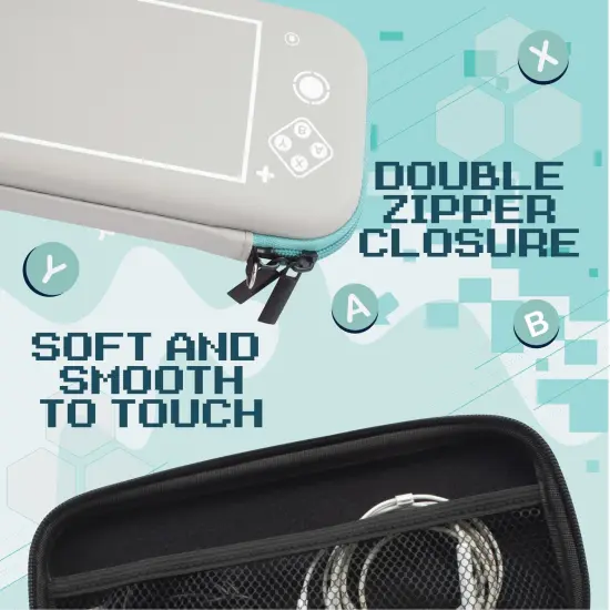 Insten Carrying Case For Nintendo Switch and OLED Model with 10 Game Card Slots and Accessories Pocket, Protective EVA Hard Travel Pouch for Girls Boys, Gray/Green Grey {7}