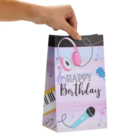 36 Pack Happy Birthday Music Party Favor Bags for Goodies, Gifts, Treats (Pink, 6 x 3 x 9 In) {3}