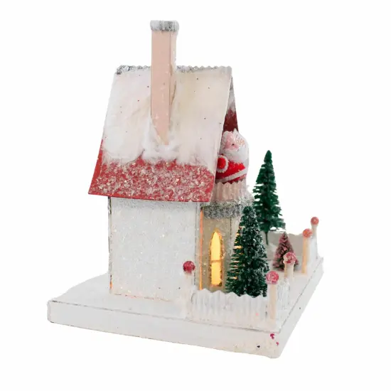 Cody Foster 8.0 Inch Santa's House Christmas Putz House , Christmas Decor Village PutzRetro Looking White {2}