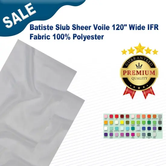 Batiste Slub Sheer Voile 120" Wide IFR Fabric 100% Polyester White {2}