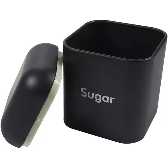 Set of 2 Black Flour and Sugar Canisters for Kitchen, Iron Containers for Storage (40 oz, 4.5 x 6 In) {5}