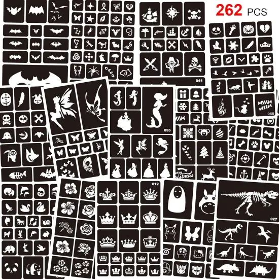 262pcs Temporary Tattoos Stencils(White) {1}