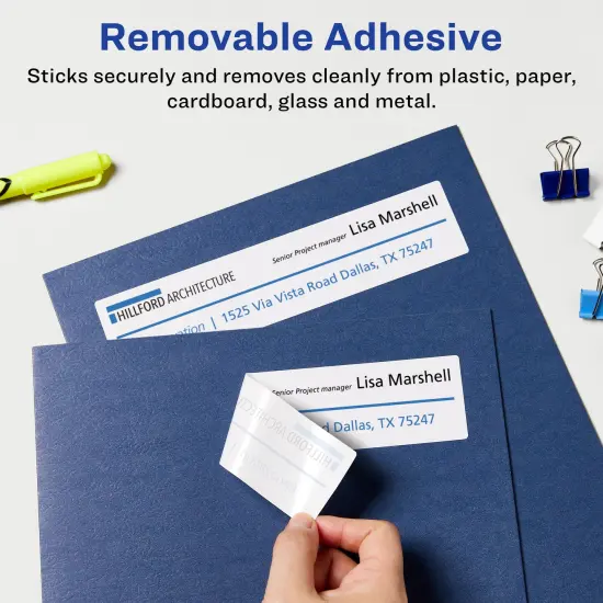 Avery Matte White Removable Rectangle Labels with Sure Feed Technology, 3-1/4" x 8-3/8" {2}