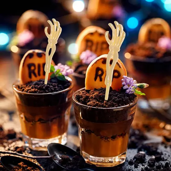 4E's Novelty 72 Pcs Zombie Hand Cupcake Toppers &ndash; 5" Plastic Skeleton Hands for Halloween Cupcakes, Cakes, Cocktails & Party Decor, Spooky Picks for Haunted House, Day of the Dead & Horror Themes {6}