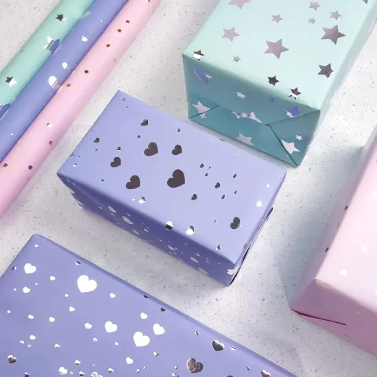 Mini Short Small Wrapping Paper Roll with Cut Lines on Reverse (17" X 120" Per Roll) {4}