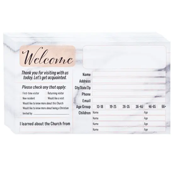 100 Pack Prayer Request and Welcome Cards for Church Visitors, Double Sided, Marble Designs (3 x 5 In) Multicolor {5}