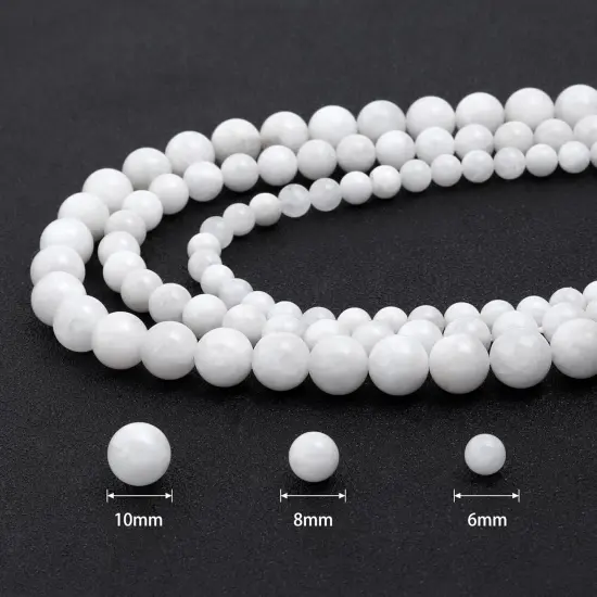 Natural Gemstone Beads for Jewelry Making,8mm White Moonstone Polished Round Smooth Stone Beads {3}