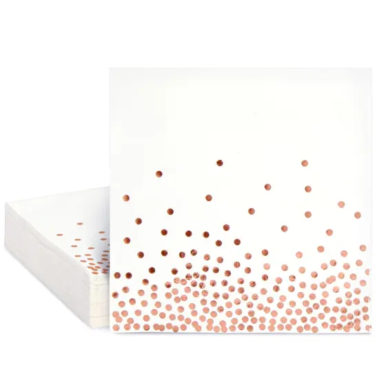 50 Pack Rose Gold Party Napkins - Disposable Dinner Napkins for Wedding, Baby Shower, Birthday Party (6.5x6.5 In) Pink {1}