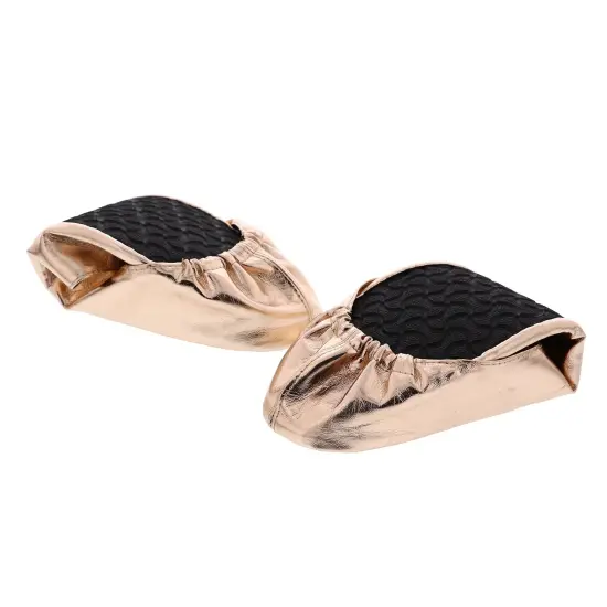 Rose Gold Foldable Ballet Flats for Women, Roll Up Flats with Zipper Pouch, US Size 8.5-9.5 Pink {5}