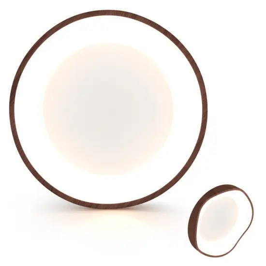 24W Modern LED Mount Ceiling Light with Wood Pattern and Metal Frame Brown {4}