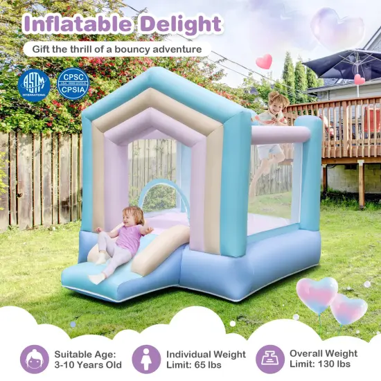 Kids Bounce House with Slide and Basketball Rim Bouncy Castle for Party with 480W Blower {5}