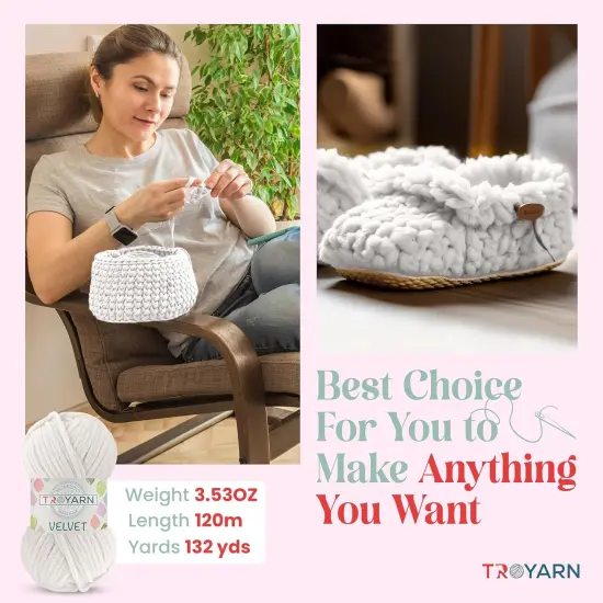 Chenille Velvet Yarn - 100g (132 Yards) Fluffy Plush Yarn for Crocheting Amigurumi & Baby Blankets, Size 6 {3}