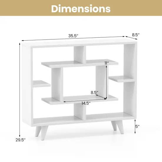 Geometric Bookcase with Anti-Tipping Kit and Storage Shelving Unit White {5}