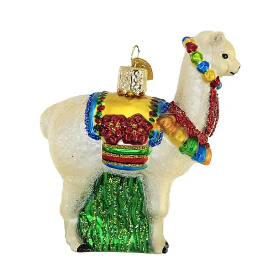 Old World Christmas 3.5 Inch Festive Alpaca Christmas Tree Ornament , Ornament South America Off-White {2}