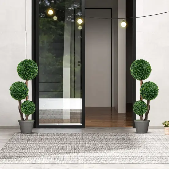 36 Inch Green Tall Artificial Boxwood Topiary Tree in Pot Perfect for Indoor-Outdoor Decor {3}