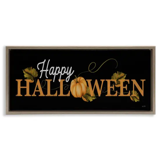 Happy Halloween on Black Floating Frame Canvas Art Brown {1}