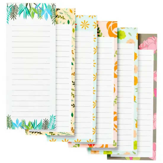 6-Pack Magnetic Grocery List Pad for Fridge- Cute Shopping List Paper Note Pads for Refrigerator, To-Do Memos (6 Floral Designs, 60 Sheets Each) White {1}