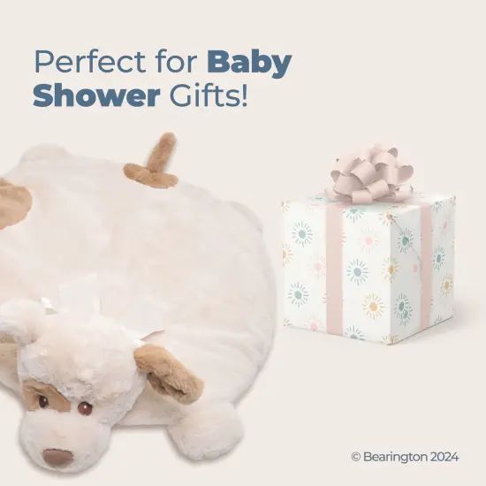 Bearington Baby Lil' Spot Belly Blanket, Beige Puppy Dog Plush Stuffed Animal Tummy Time Play Mat Multicolor {5}