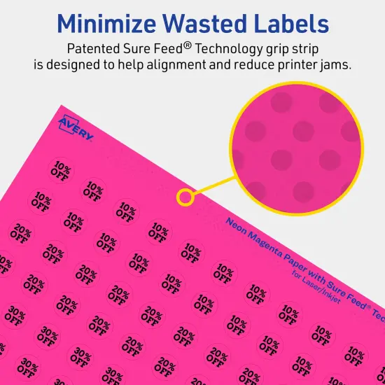 Avery Neon Magenta Paper Labels, 0.5" Diameter Round {4}