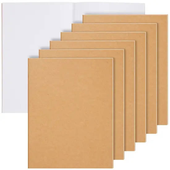 6 Pack Large Bulk Sketchbook Journals, Blank Books Notebooks for Kids, Students, Office Supplies (8.5x11 In) Brown {1}