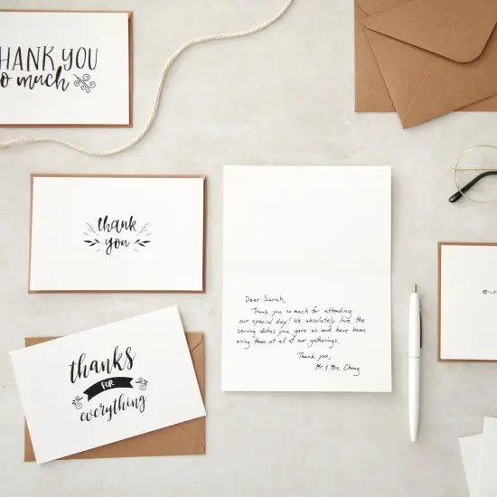48-Pack Black and White Thank You Cards with Kraft Paper Envelopes for Graduation, Wedding, Birthday, Baby Shower, Blank Inside, Assorted Simple Vintage-Style Designs (4x6 In) {2}