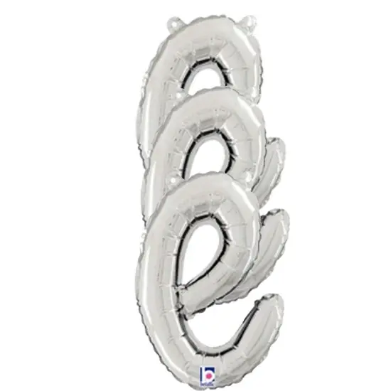 Betallic&reg; 14 Inch Script Letter E Silver Air Fill Only Balloon {6}