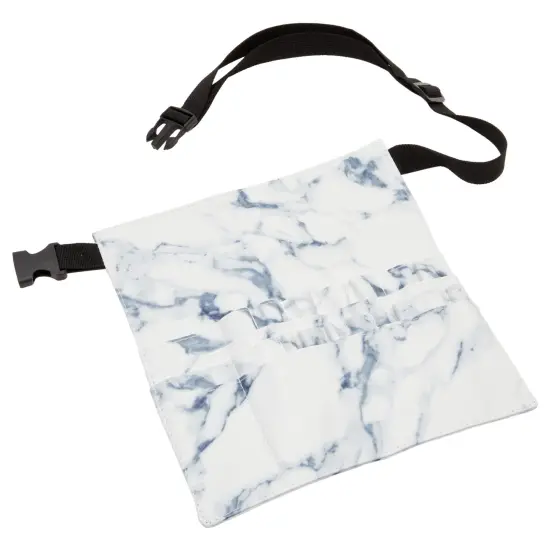 Makeup Brush Belt with 22 Pockets, Marble PU Leather (10.2 x 9.7 x 2 Inches) White {1}