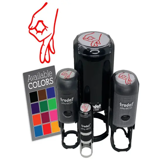 Circle Game Hand Sign Funny Self-Inking Rubber Stamp Crafting Planners Red {7}