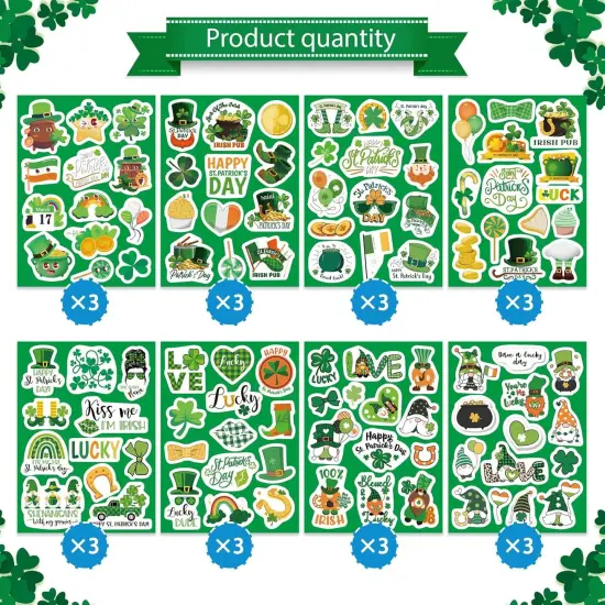 309PCS St. Patrick's Day Theme Stickers Shamrock Stickers for Kids Irish Stickers {3}