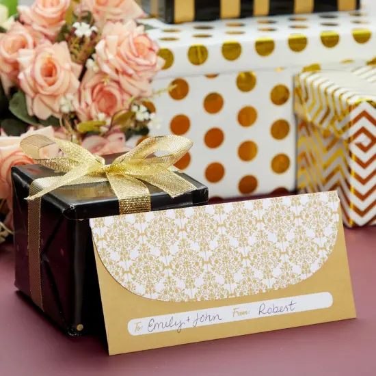 100 Pack Gold Money Envelopes for Cash Gifts, Fancy Decorative Design 6.7 x 3.3 In Cash Envelopes for Birthday, Graduations, Weddings, Other Special Occasions, Bulk Pack {3}