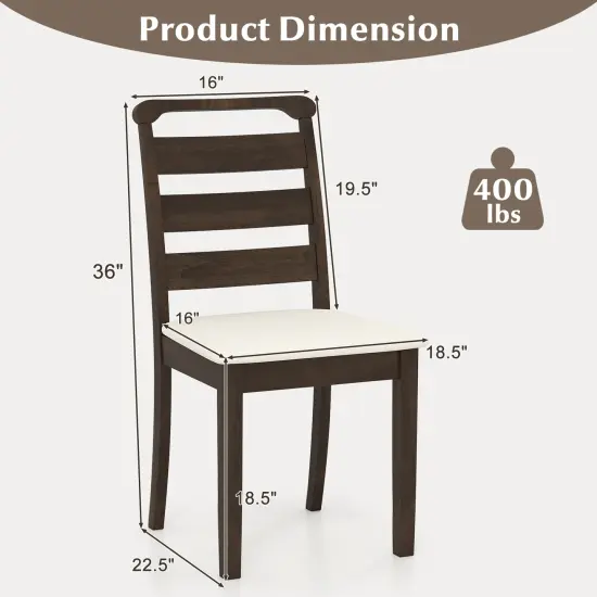 Polyester Upholstered Wooden Dining Chair Set of 2-Walnut {4}