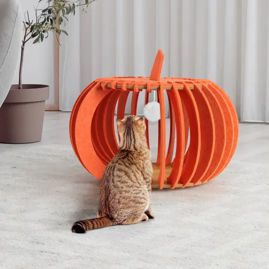 Portable & Collapsible Bed for Cats Dogs, Ideal Gift for Cat Dogs Lovers & Halloween Decor Orange {5}
