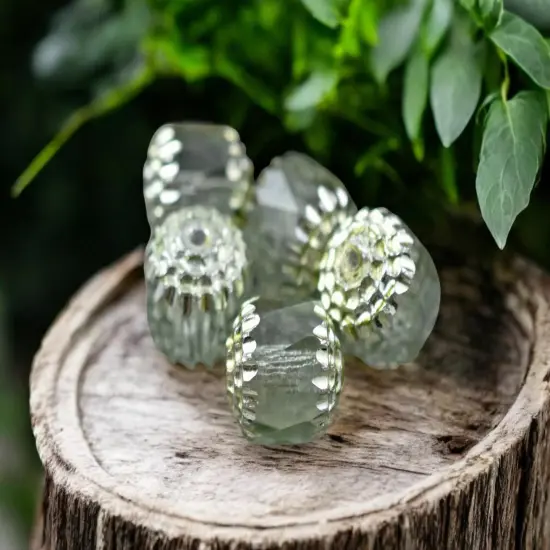 Metallic Mint Washed Mint Green Fire Polished Cathedral Beads -- Choose Your Size {3}